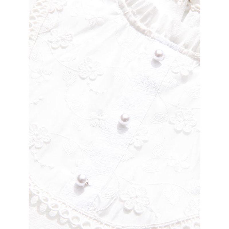 white lace puff sleeve blouse, view 7 - MRSLM