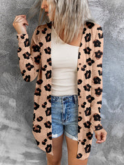 long leopard print loose cardigan sweater, view 3 - MRSLM