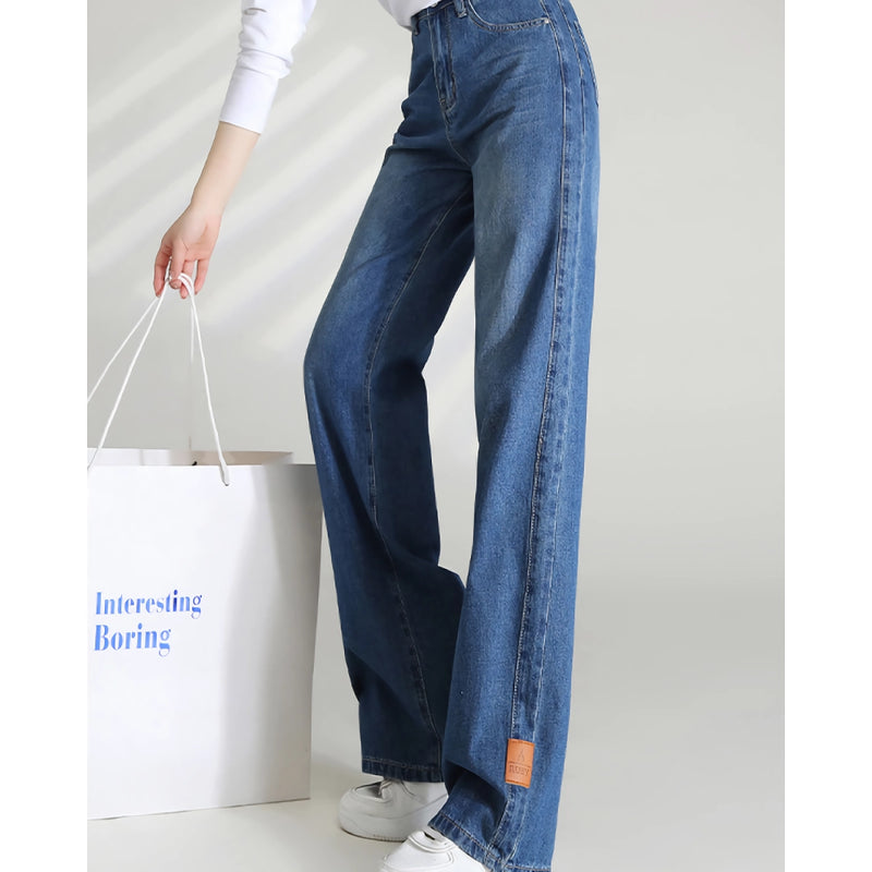 women's high waist wide leg denim pants, view 6 - MRSLM