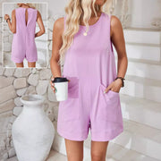 Women's sleeveless shorts jumpsuit with pockets - MRSLM