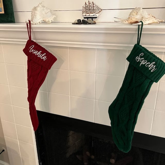 Cable knit Christmas stocking, view 8 - MRSLM