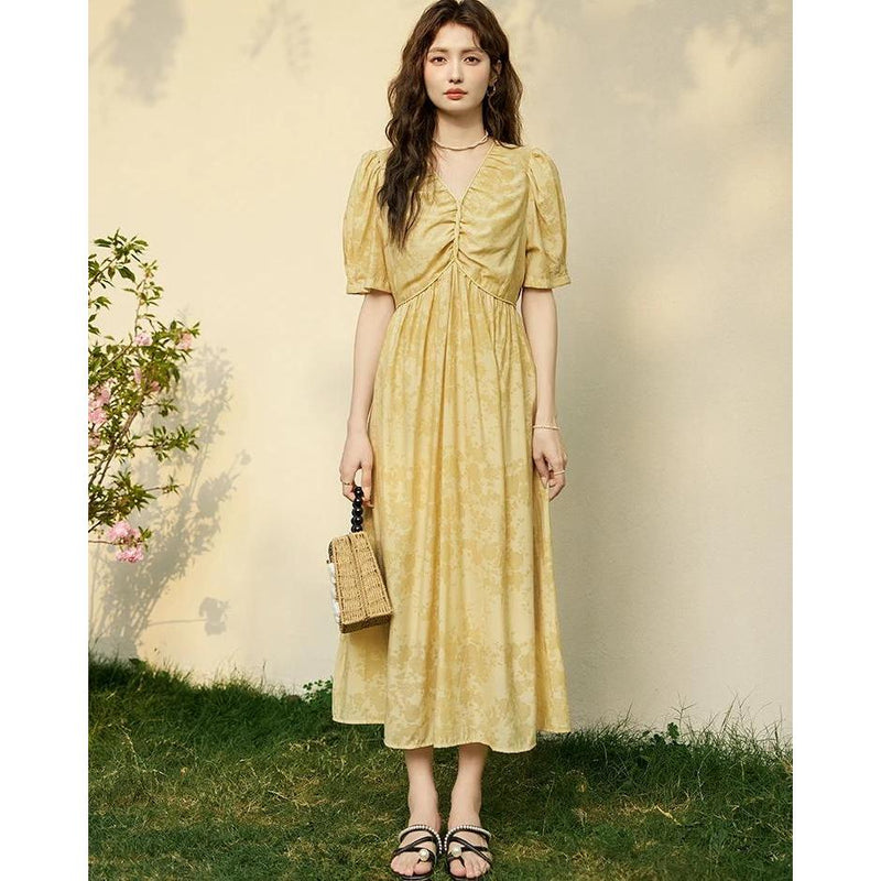 v-neck floral dress, view 6 - MRSLM