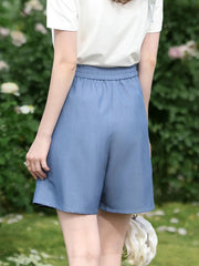 high-waist pleated wide leg skort, view 5 - MRSLM