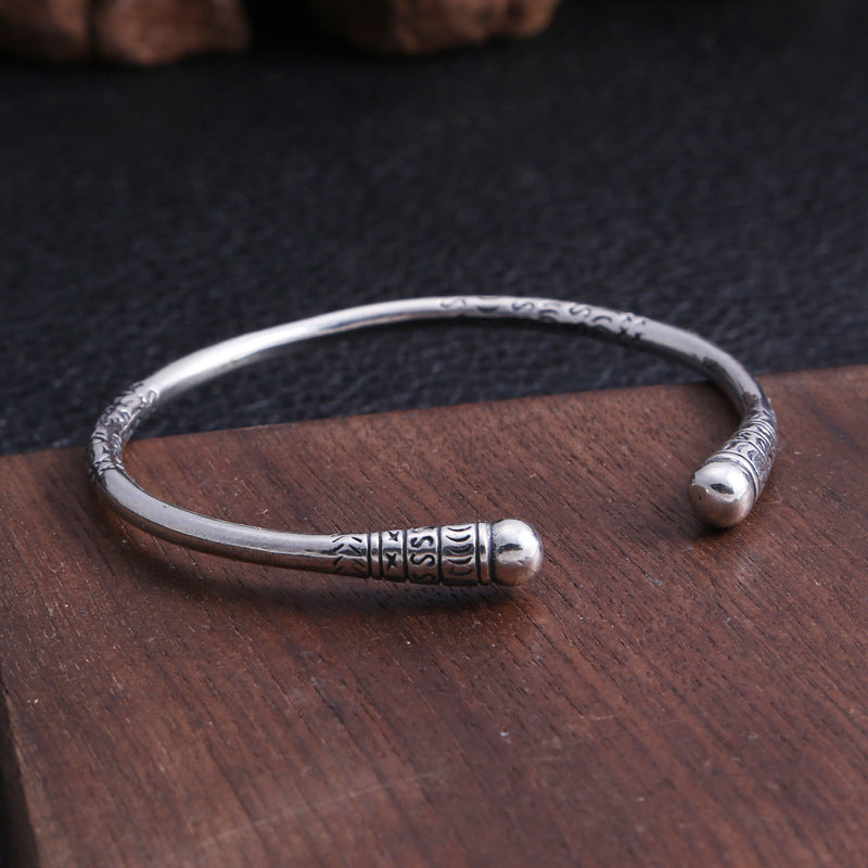 silver hoop stick bangle - MRSLM