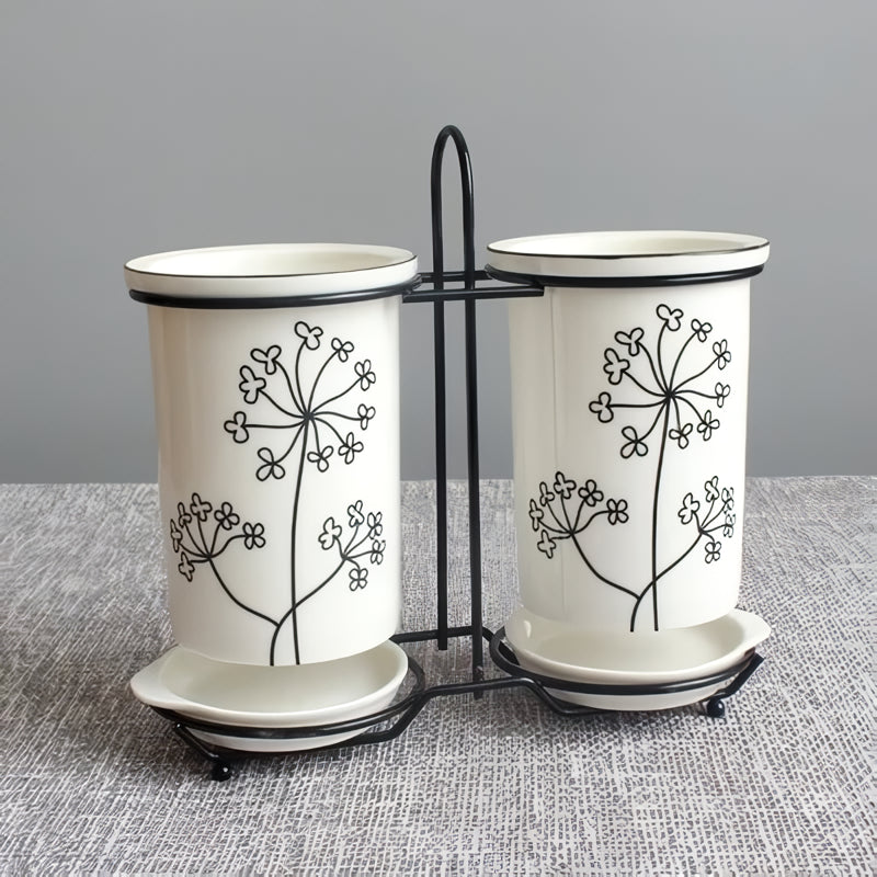 Ceramic chopsticks and utensil storage set, view 9 - MRSLM