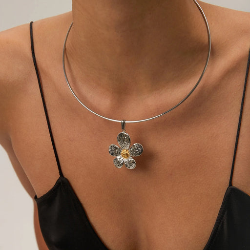 waterproof stainless steel daisy choker necklace - MRSLM