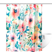 waterproof floral shower curtain with 12 hooks, view 3 - MRSLM