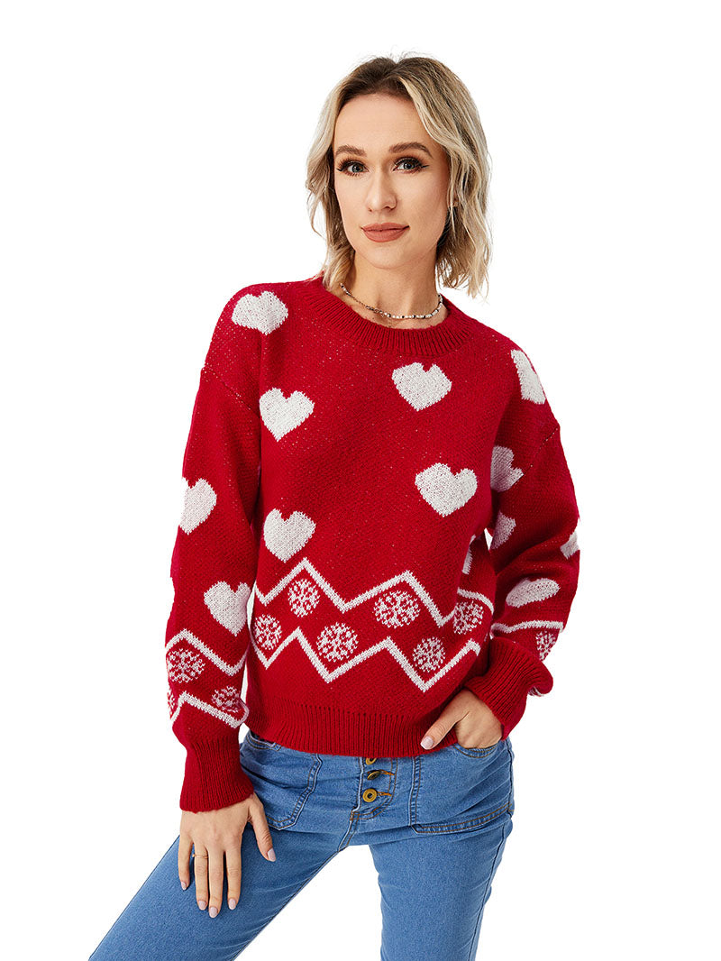 women's loose cozy heart sweater - MRSLM
