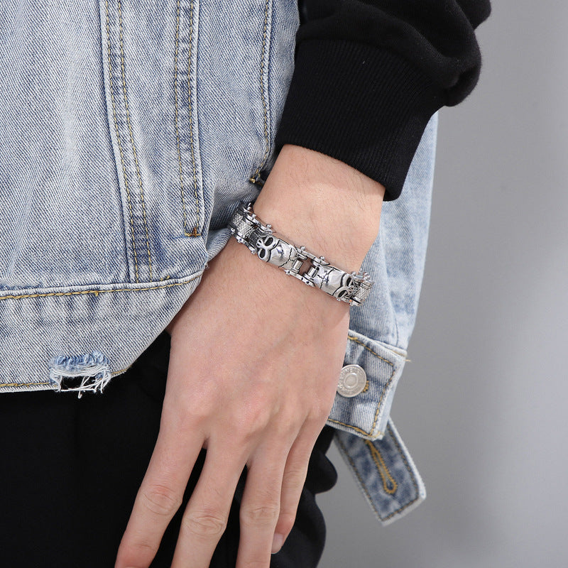 skull bike chain titanium steel bracelet - MRSLM