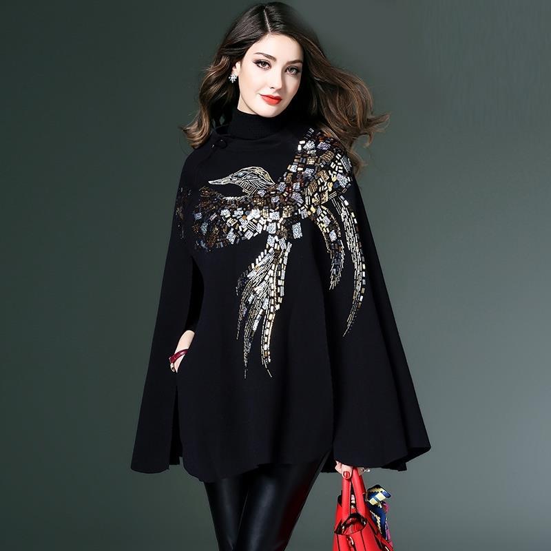 women's thick pullover sweater cloak, view 6 - MRSLM