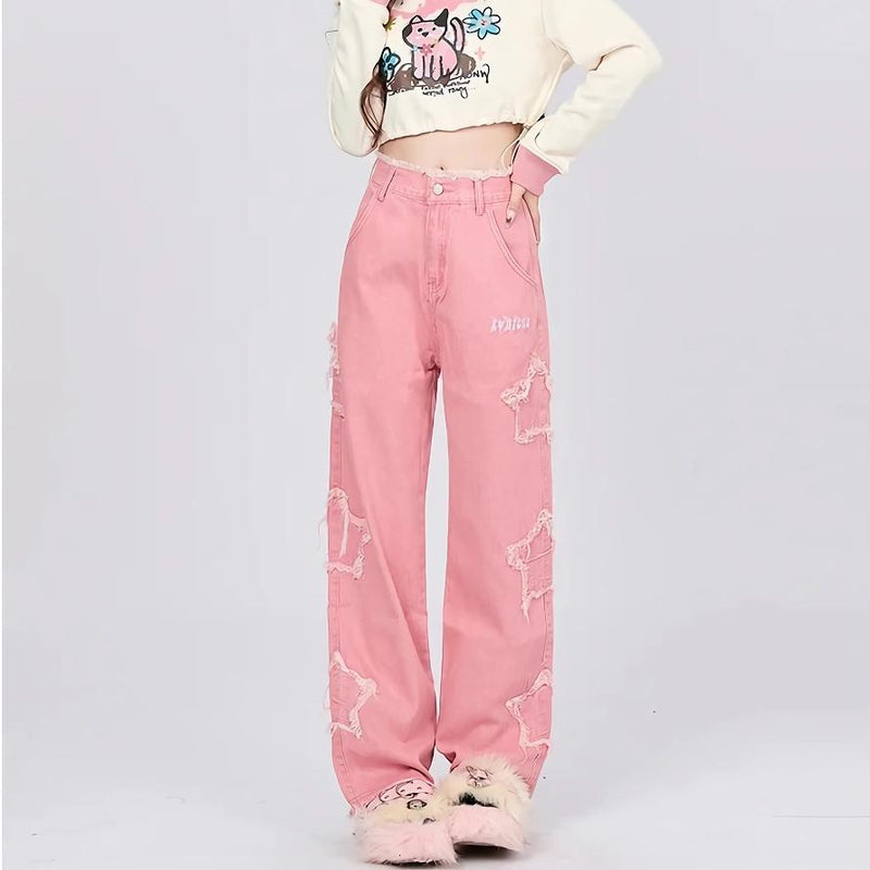 pink wide leg jeans - MRSLM