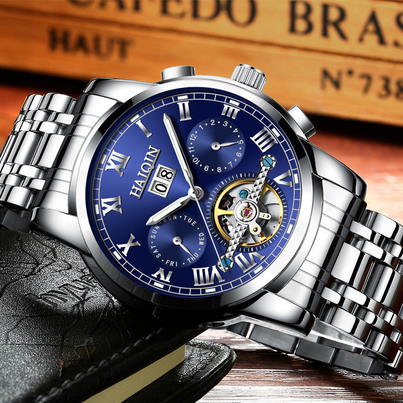 men's luminous hollow automatic mechanical watch, view 4 - MRSLM