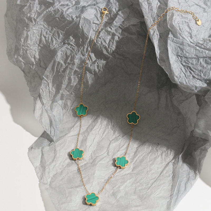 green flower charm bracelet and necklace, view 4 - MRSLM