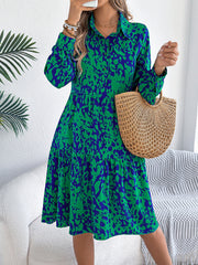 loose leopard-print long-sleeved shirt dress, view 7 - MRSLM