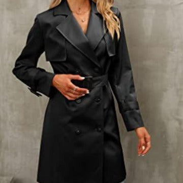 women's double-breasted trench coat, view 4 - MRSLM