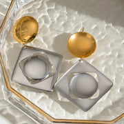 square hollow pendant earrings, view 4 - MRSLM