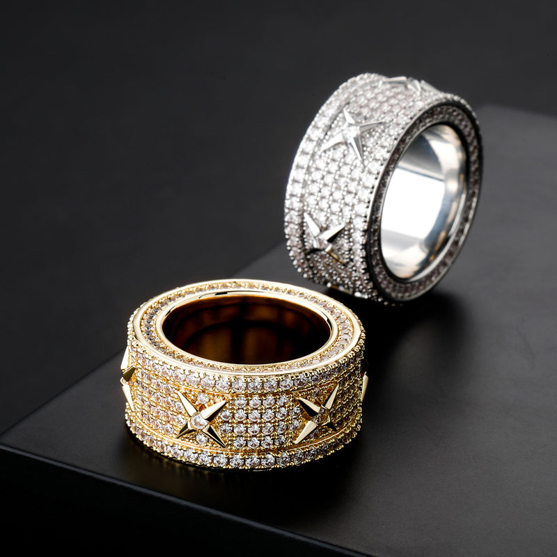 retro full zircon gold plated ring, view 5 - MRSLM