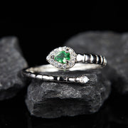sterling silver green heart gemstone ring, view 4 - MRSLM