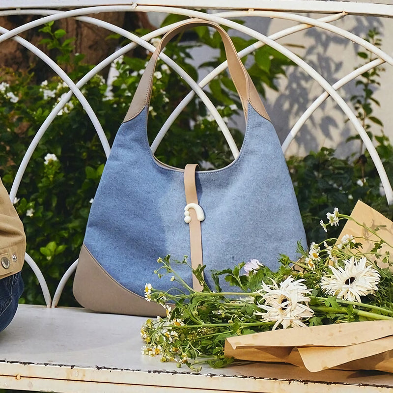 triangle denim shoulder tote - MRSLM