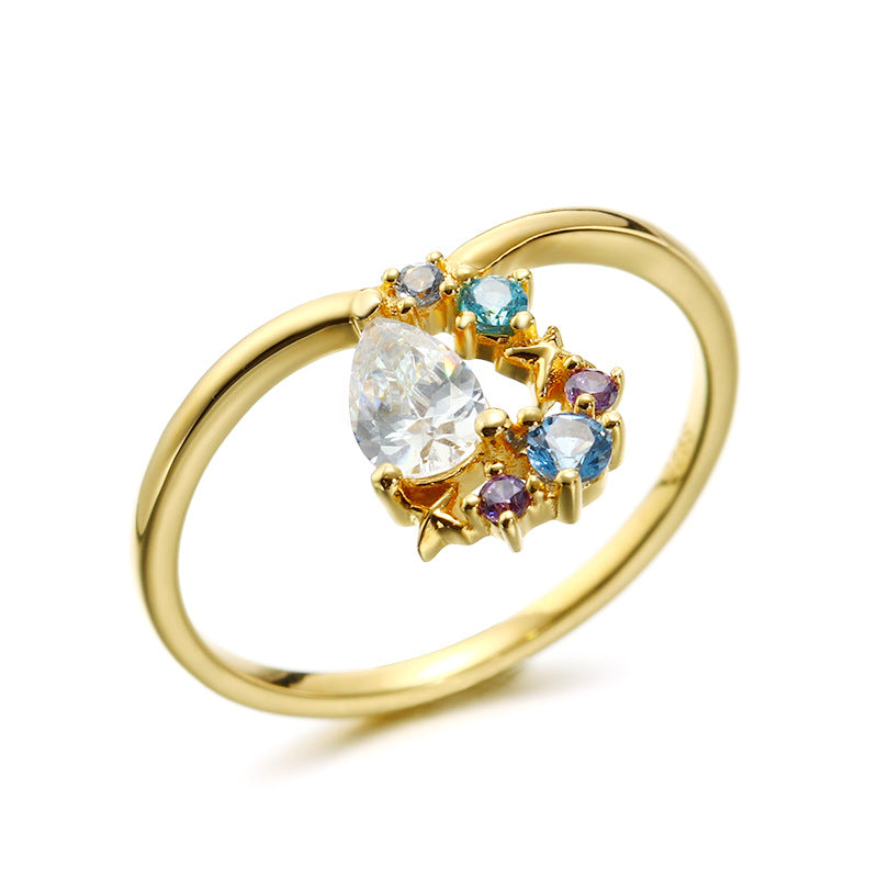 drop-shaped colorful zircon ring, view 4 - MRSLM