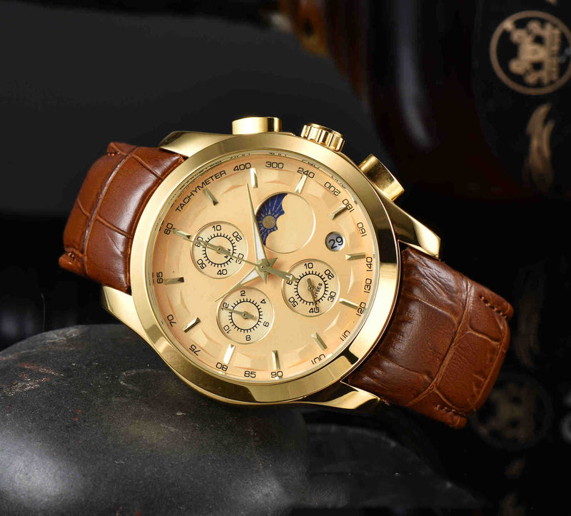 men's six-hand calendar quartz watch, view 4 - MRSLM