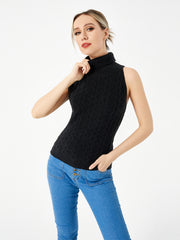 women's stretch turtleneck sweater, view 3 - MRSLM