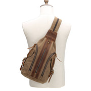 retro canvas chest shoulder bag, view 5 - MRSLM