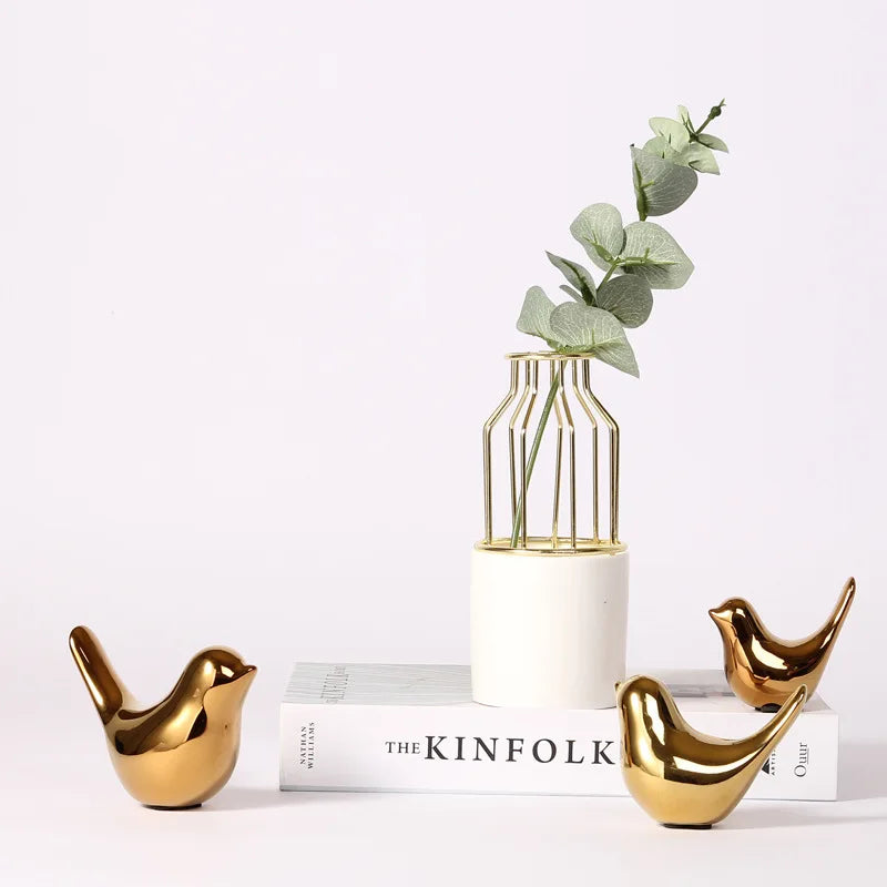 nordic golden ceramic bird decoration, view 7 - MRSLM