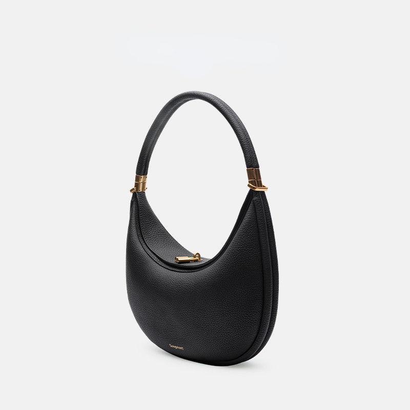 crescent leather shoulder bag, view 3 - MRSLM