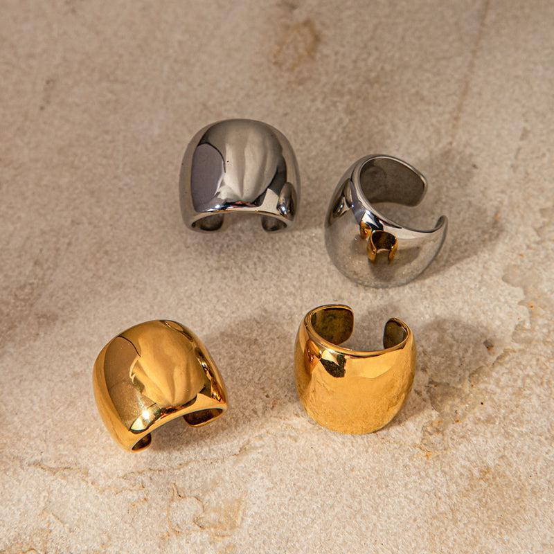 gold plated minimalist smooth ear clip, view 4 - MRSLM