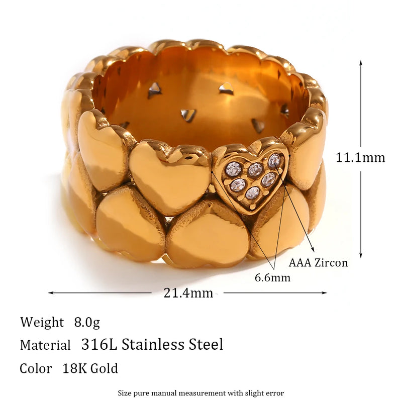 gold plated heart ring, view 2 - MRSLM