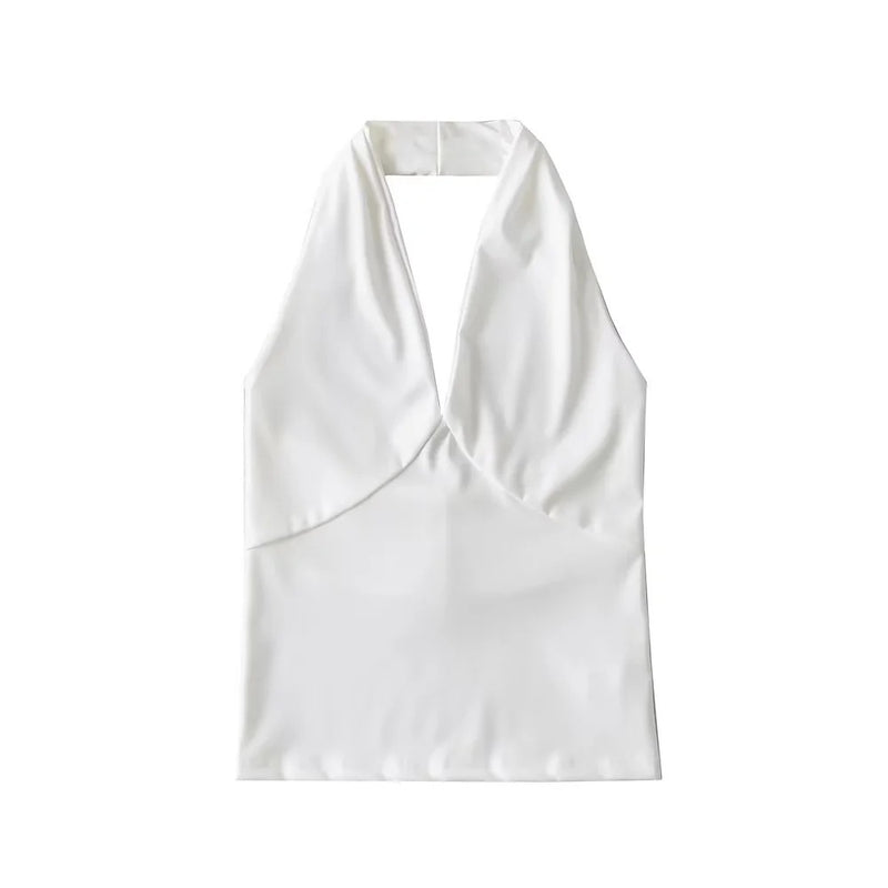 women's deep v-neck halter top, view 4 - MRSLM