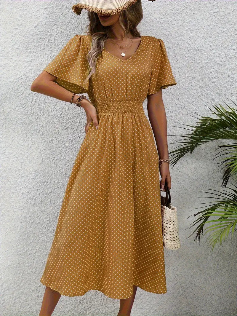 small floral print short sleeve dress, view 8 - MRSLM