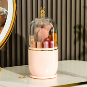 clear makeup brush holder with lid, view 3 - MRSLM