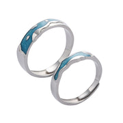couple sterling silver ring flowing water band, view 5 - MRSLM