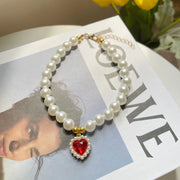 pearl and crystal pet collar with scarf, view 16 - MRSLM