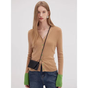Wool blend V-neck cardigan, view 6 - MRSLM