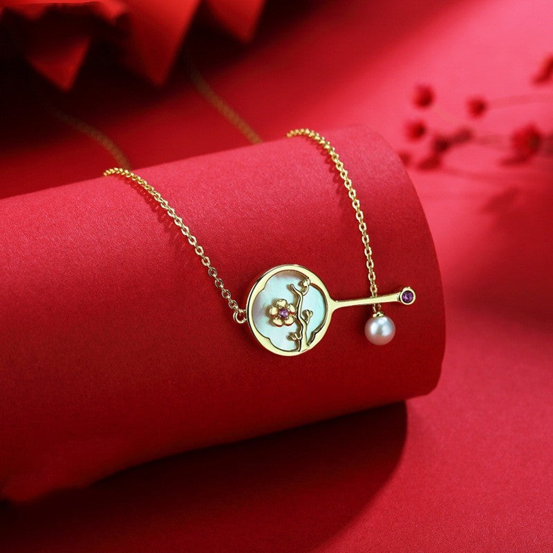 s925 silver plum blossom necklace, view 2 - MRSLM