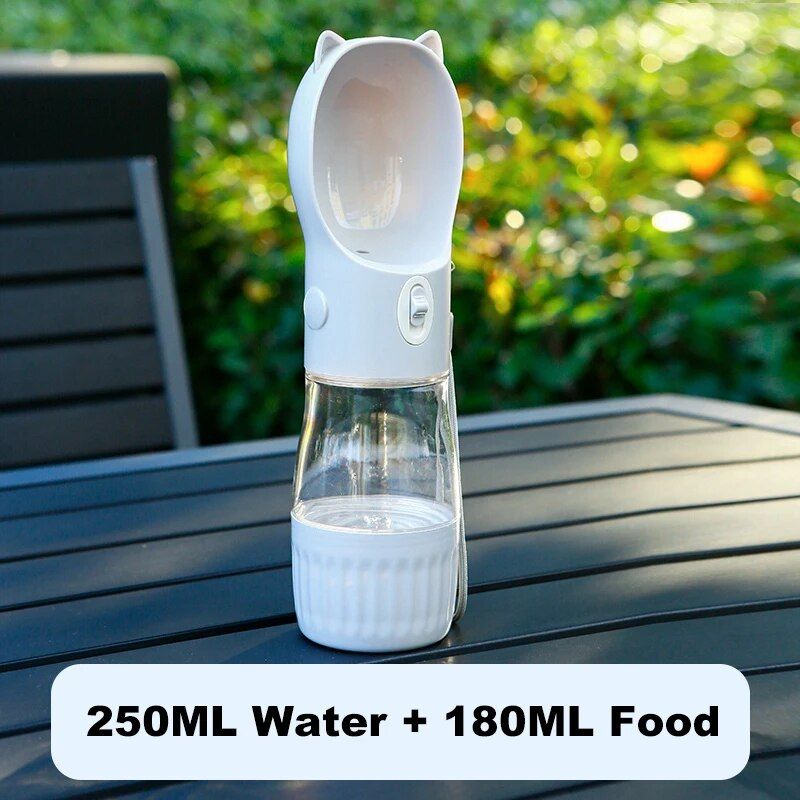 Portable 2-in-1 pet water bottle and food dispenser, view 3 - MRSLM