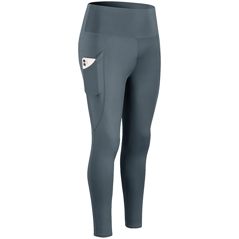 high-waist yoga leggings with pockets, view 3 - MRSLM