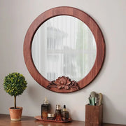 retro solid wood wall mirror, view 6 - MRSLM