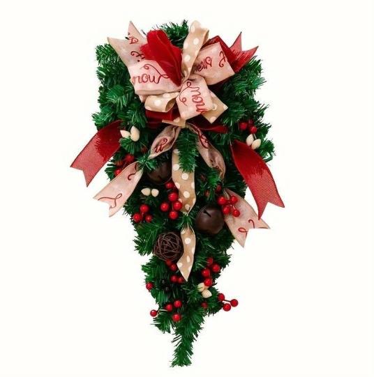 Candy cane Christmas teardrop door swag, view 6 - MRSLM