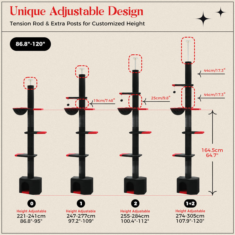 adjustable gothic cat tree tower, view 7 - MRSLM