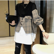 women's shirt splicing fake two-piece knitwear, view 3 - MRSLM