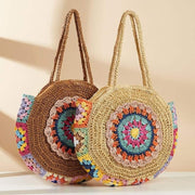 colorful woven beach shoulder bag, view 4 - MRSLM