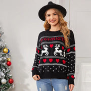 Women's elk heart Christmas knit sweater, view 8 - MRSLM