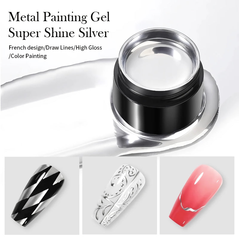 5ml super silver metallic gel nail polish, view 6 - MRSLM