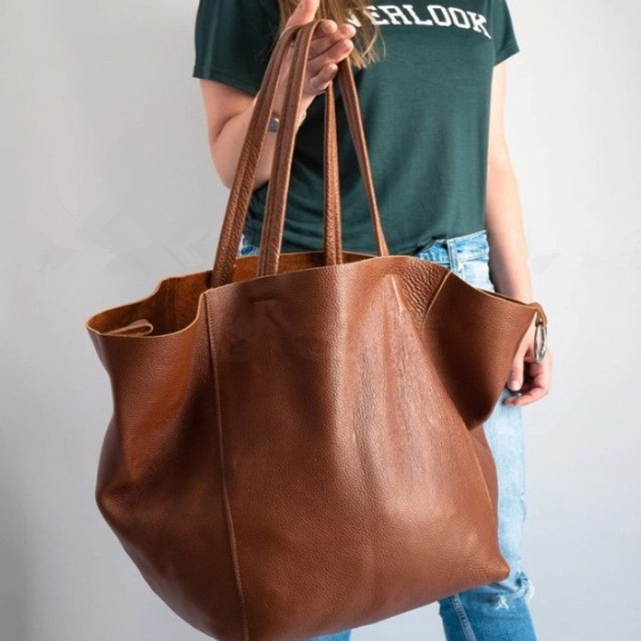 Women's Large Slouchy Faux Leather Tote Bag