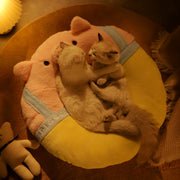pink pig shaped cat bed, view 7 - MRSLM