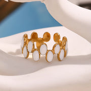 adjustable white enamel oval ring, view 4 - MRSLM